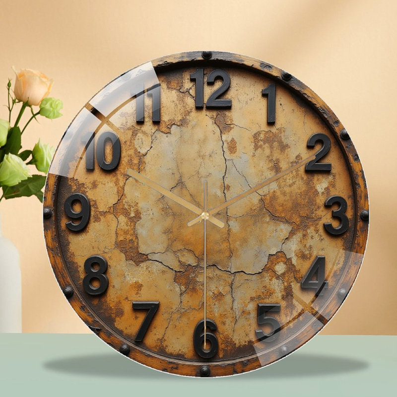 Horloge murale rétro vintage avec chiffres et art antique - horloge murale moderne en verre 12 po