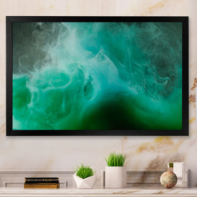 Close Up Of Green Ink On Black II - Floater Frame Print on Canvas