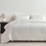 JELLYMONI 7PC Seersucker Comforter Set with Sheets & Pillow Shams, Fluffy All-Season Bedding