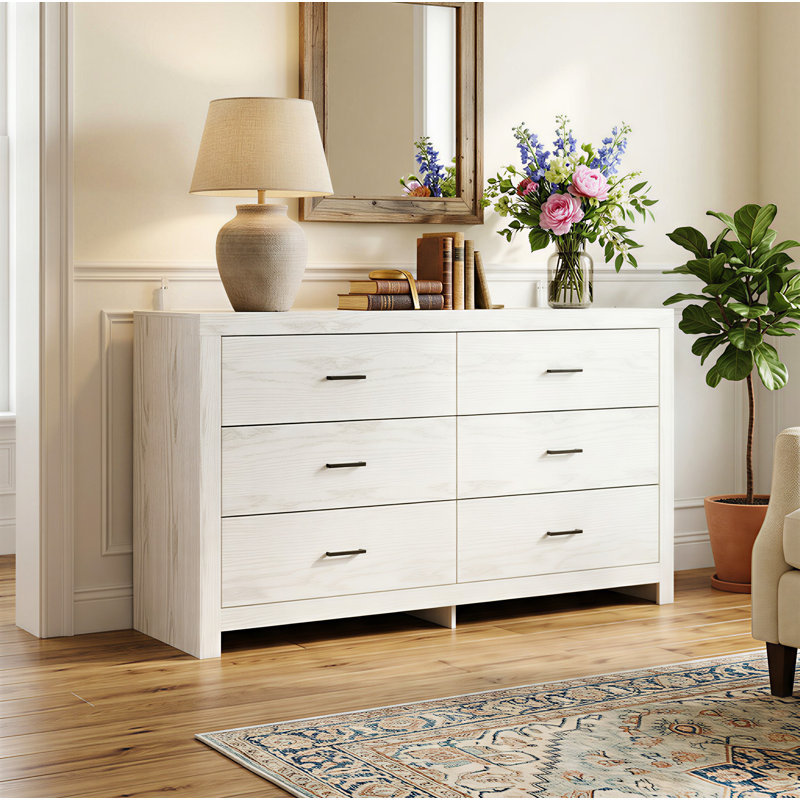 6-Drawer Dresser With Rustic Style, Gray