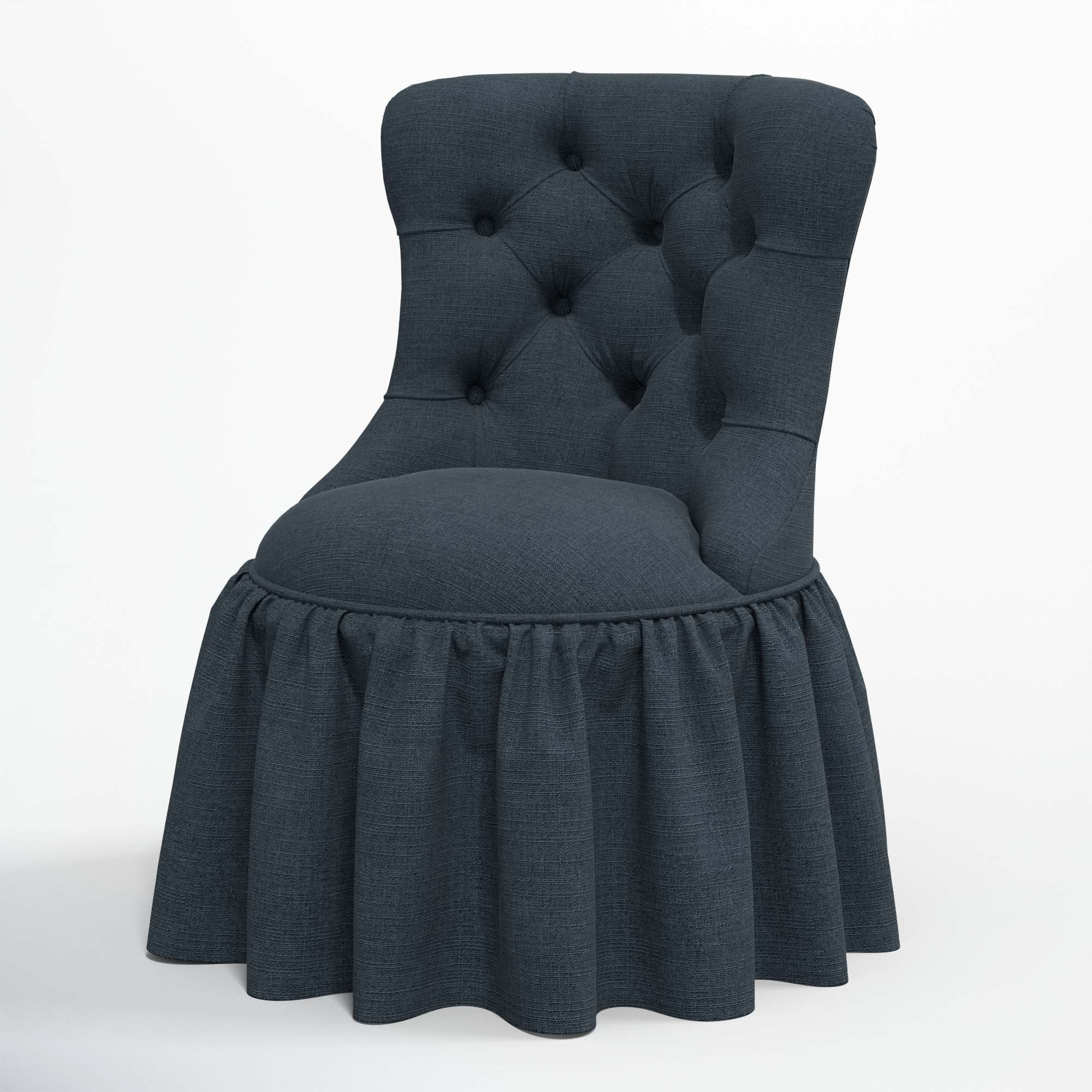 Minnie Upholstered Side Chair, Classic Navy Linen