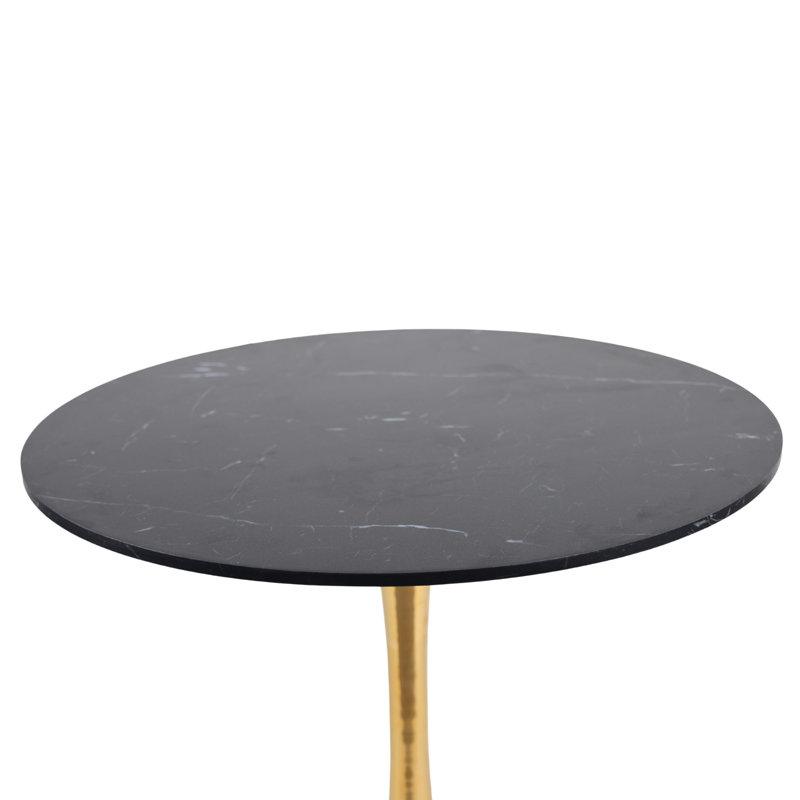 Table de salle à manger de 31,5 po en marbre noir avec pieds dorés et table de tulipe style Mid-Century pour 2 à 4 personnes avec plateau rond en bois aggloméré
