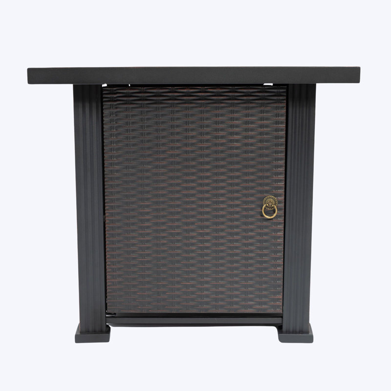 Steel Outdoor Fire Pit Table, Square Propane Fire Pits With Lid & Rocks