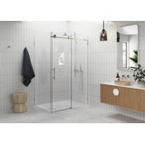 Nova 52 in. x 34 in. x 78 in. 90-degree Fully Frameless Sliding Glass Shower Enclosure