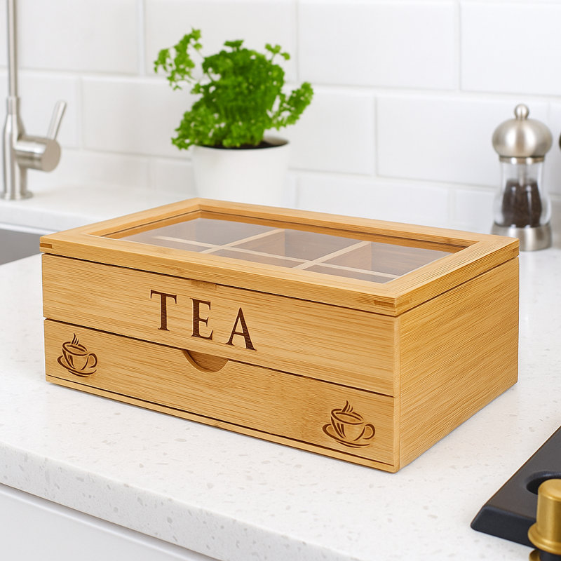 Gracie Oaks Bamboo Tea Box