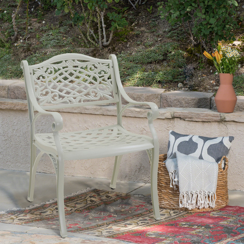 Chaise d'extérieur pour l'extérieur en fonte d'aluminium, Blanc