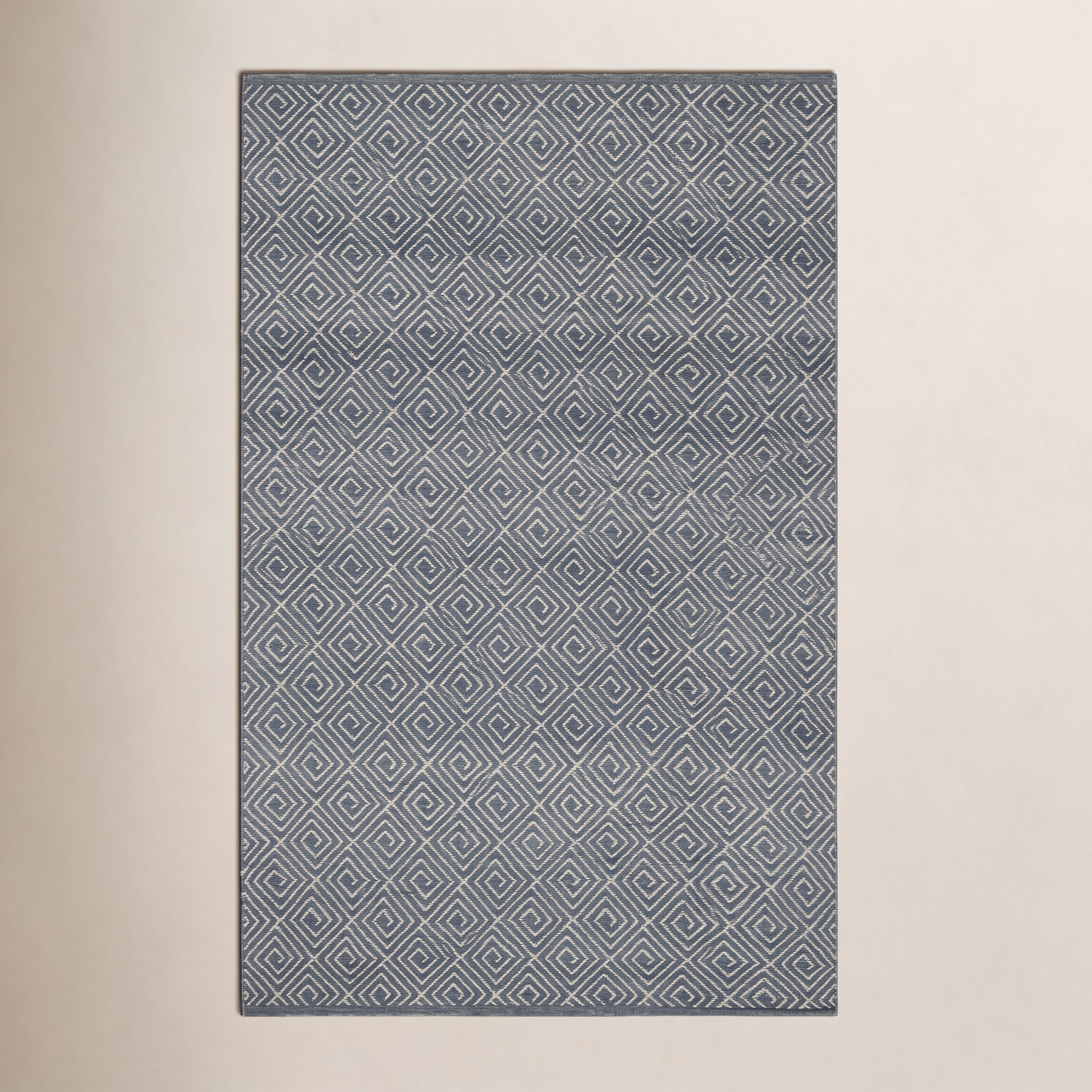 Geo Diamond Grey/Ivory Handwoven Wool Rug, Rectangle 4' x 6'