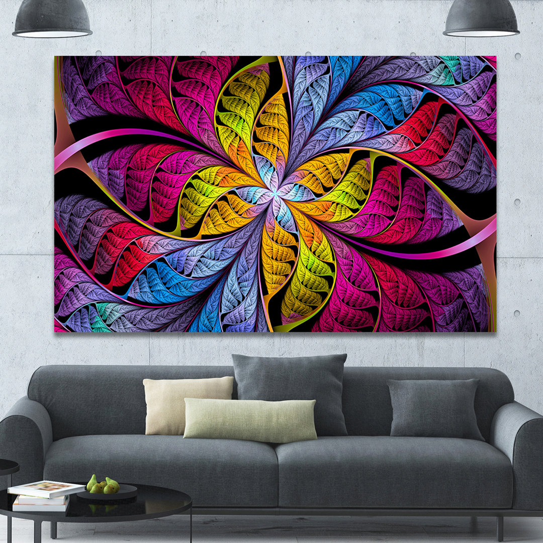 " Pink Yellow Fractal Stained Glass " Design Art 