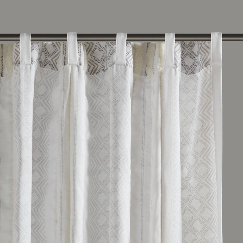 Paire de rideaux en polyester avec rayures touffetées, filtrant la lumière, 50 x 95 po