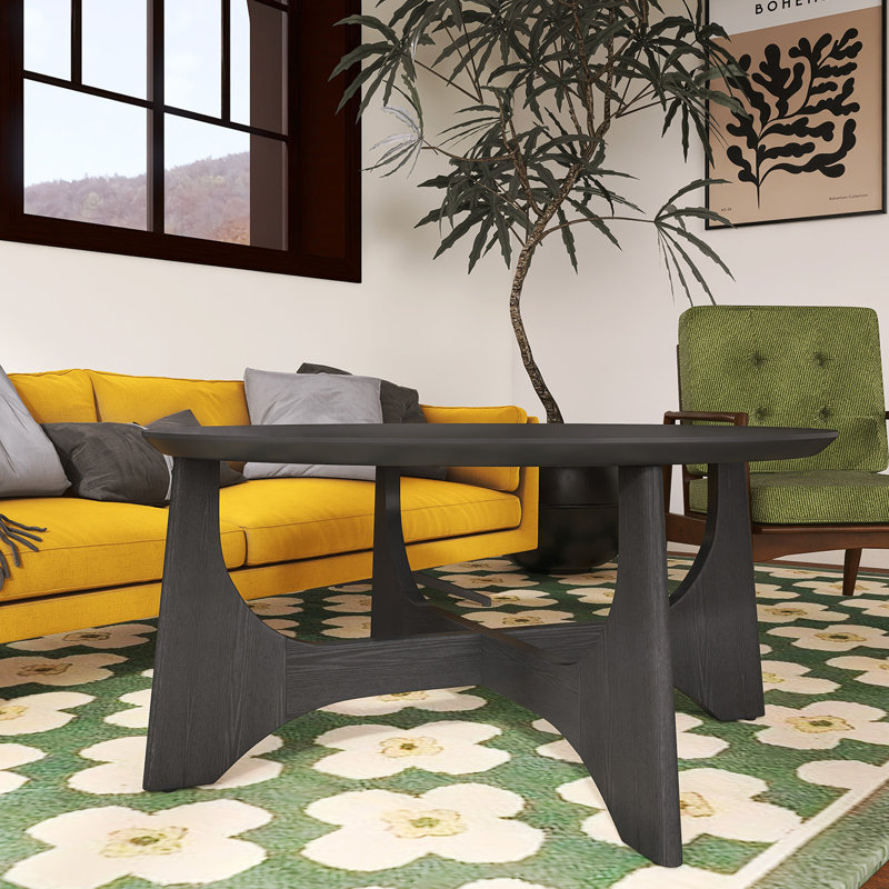 Round Wooden Coffee Table, 17.5"H x 36"W x 36"D