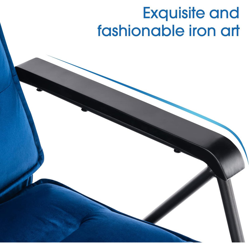Ensemble de 2 chaises d'appoint en velours avec repose-pieds Shiala, Velours bleu
