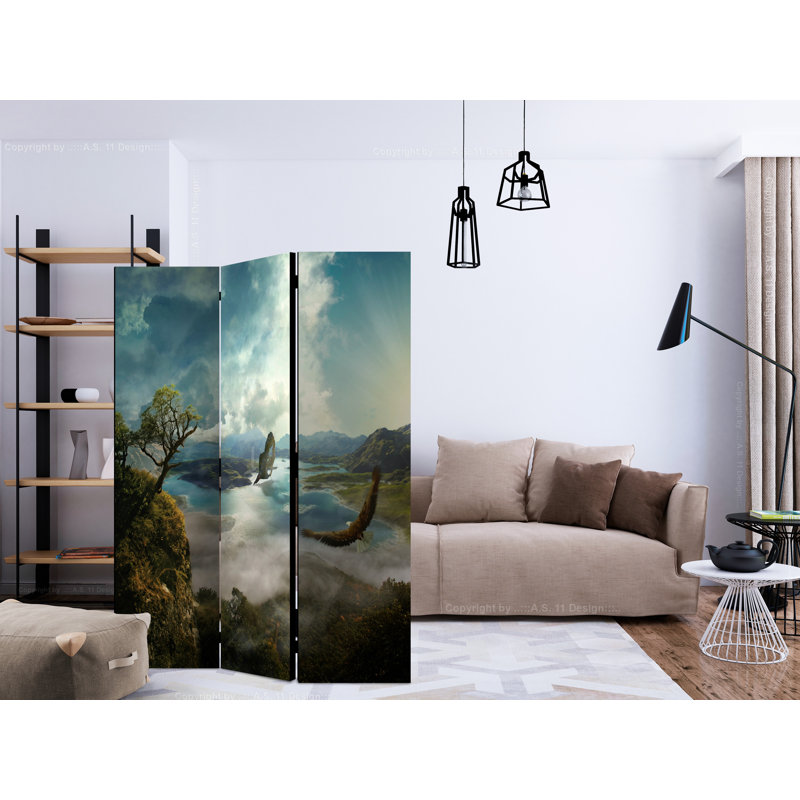 Hamas 135cm W x 172cm H 3 - Panel Solid Wood Folding Room Divider