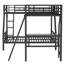 Twin over Full Bunk Bed with Loft Attached 117.3x78x67 inches Metal Single Piece Triple Bunk Bed Black with Desk and Metal Guardrails