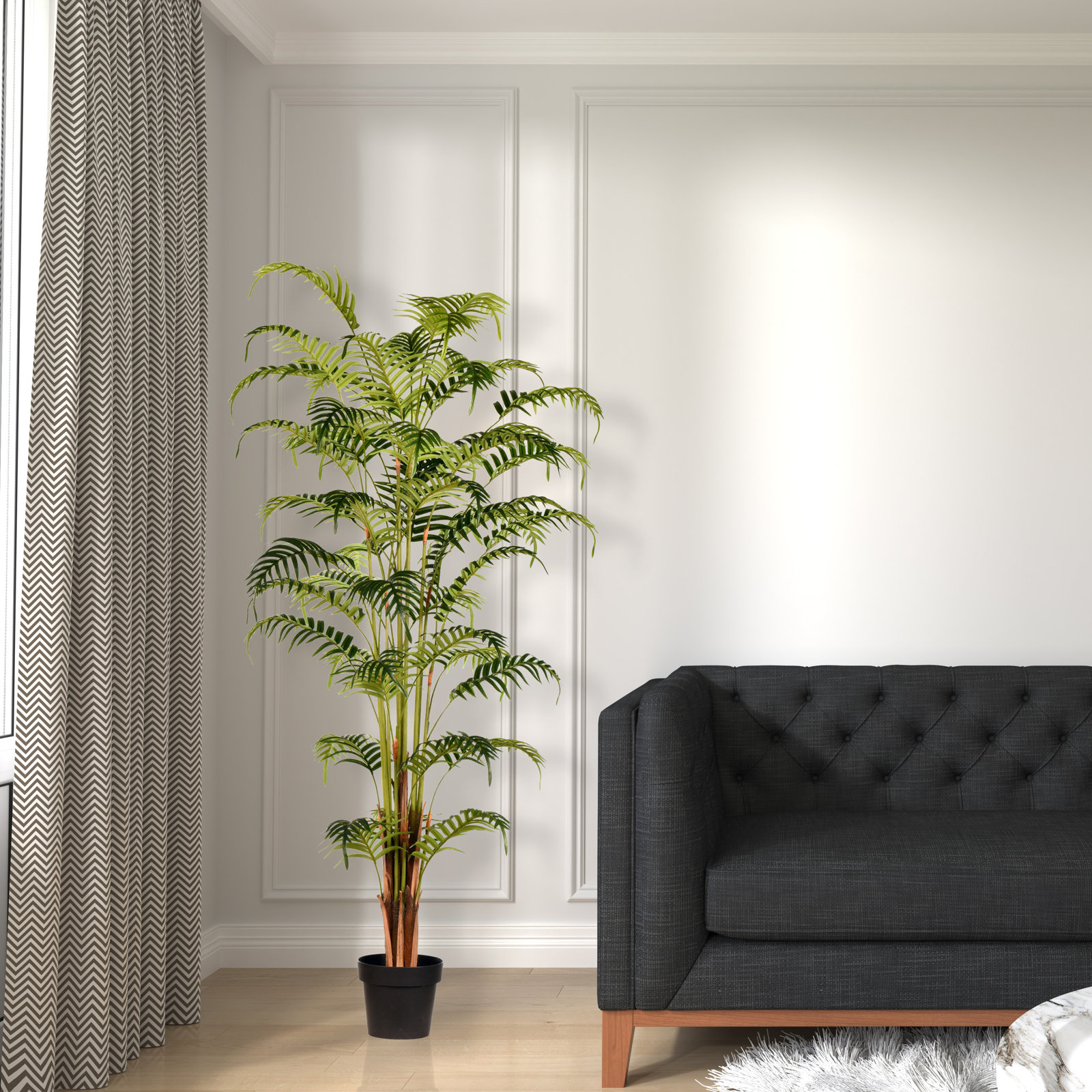 Faux Palm Plant in Pot, 70" H x 22" W x 22" D