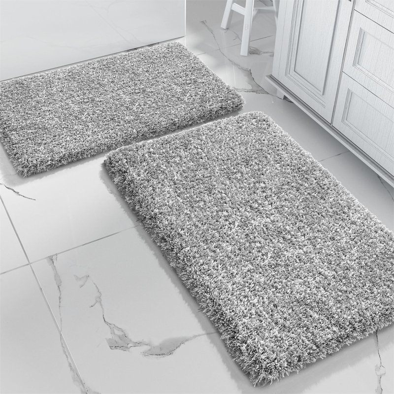 Justinian Microfiber / Microsuede Non-Slip Bath Mat, Light Gray