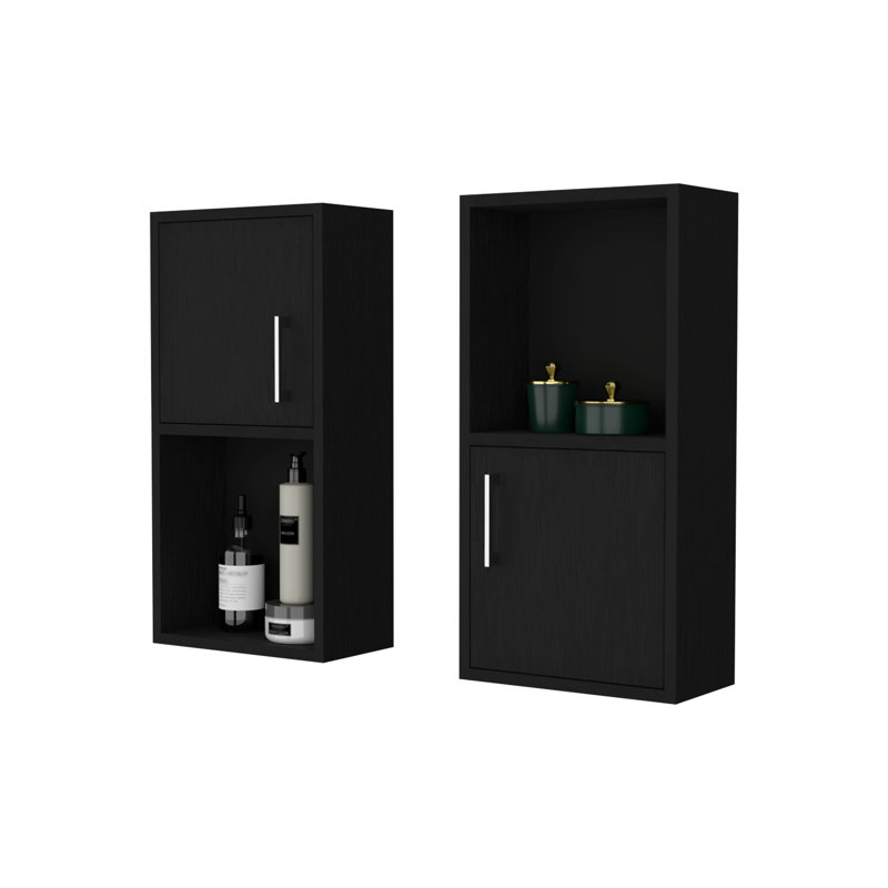 Open Shelf White Oak Bathroom Storage - Practical Accessory Stylish, Black