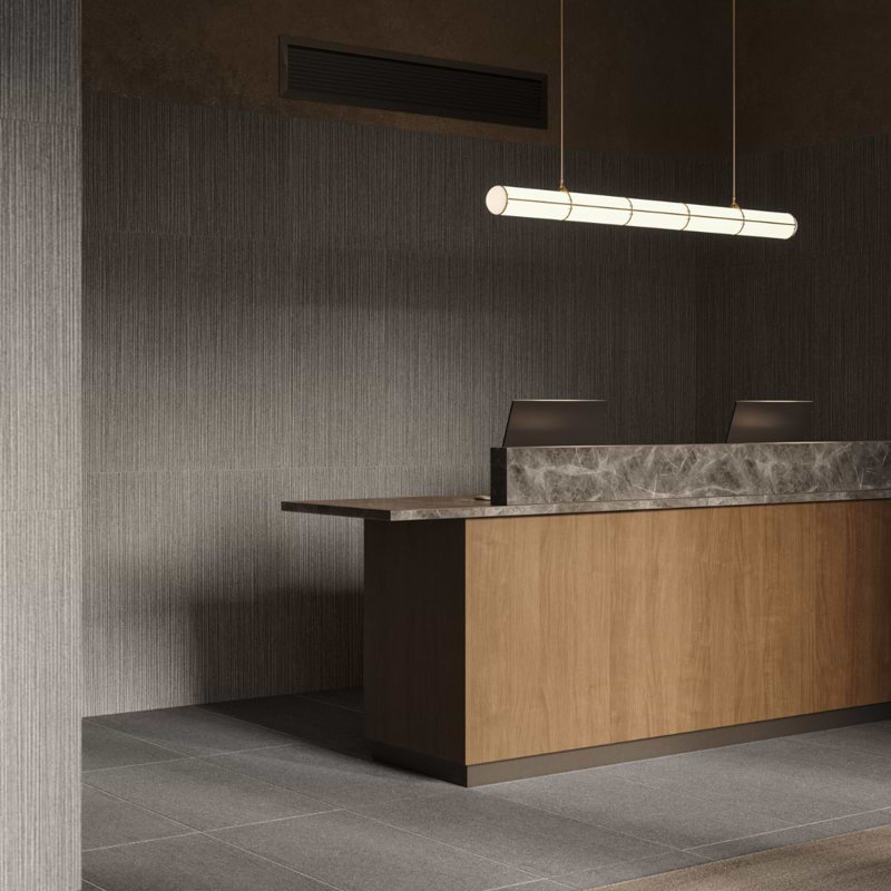 Caldaria 24x48 Matte Textured Stone Look Porcelain Tile, Smoke Gray