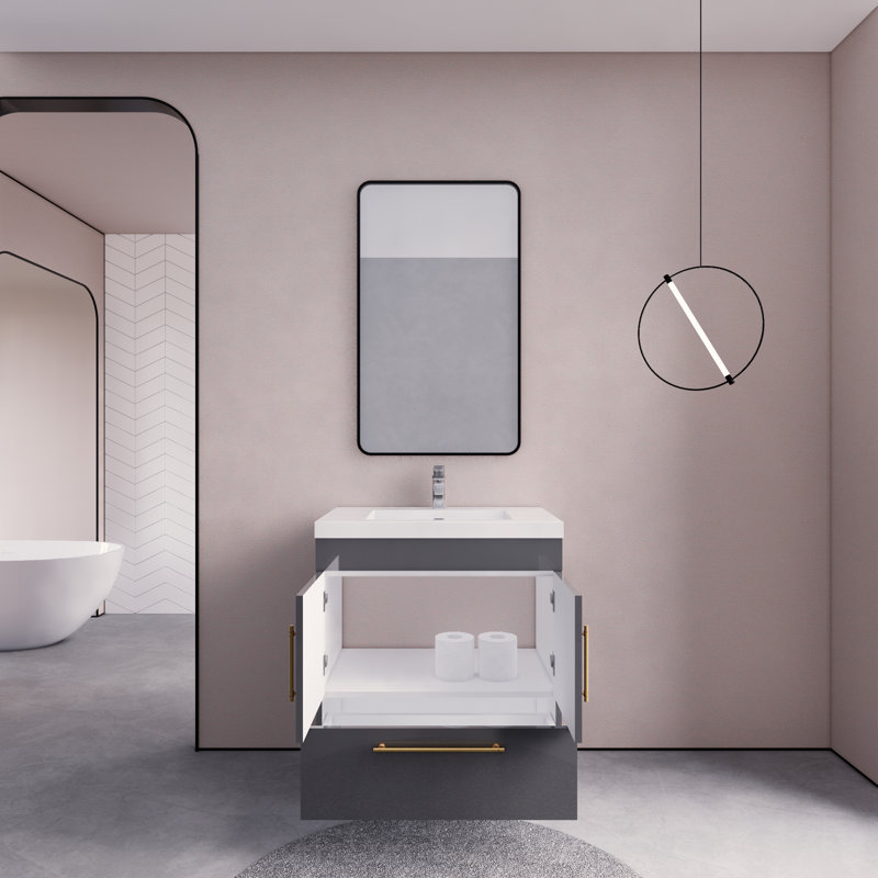 Meuble-lavabo sur pied Maplesville, Gris