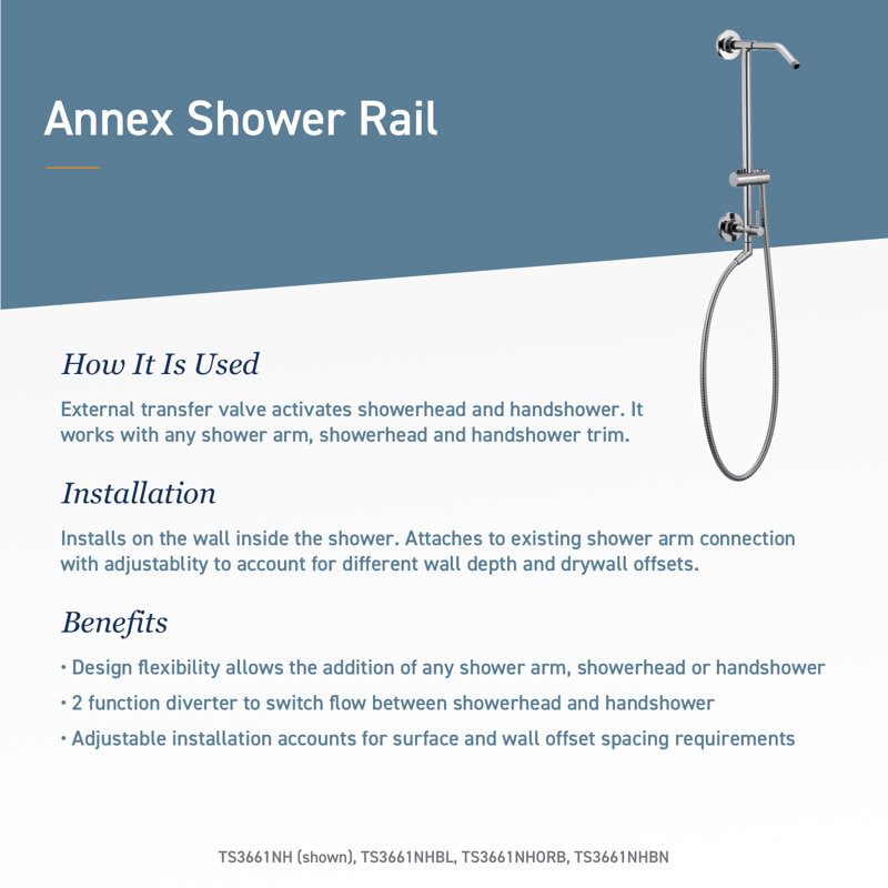Moen Annex Rail Slide Bar Shower Pipe, Brushed Gold