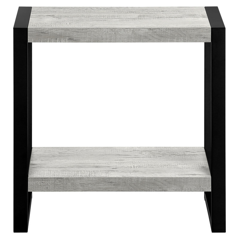 2 End Table In Grey Laminate And Black Metal, For Flexible Placement Bedroom Or Living Room Nightstand Ideal Lamp