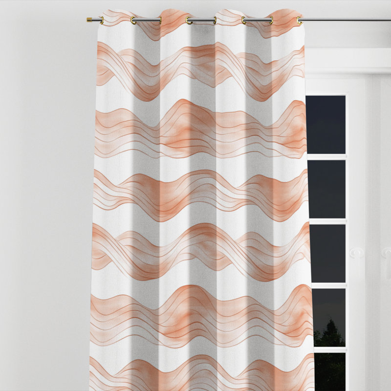 Rideaux abstraits - rideaux à œillets Terra Modern - orange et blanc - 1 panneau, L 52 po x L 120 po, Œillets dorés