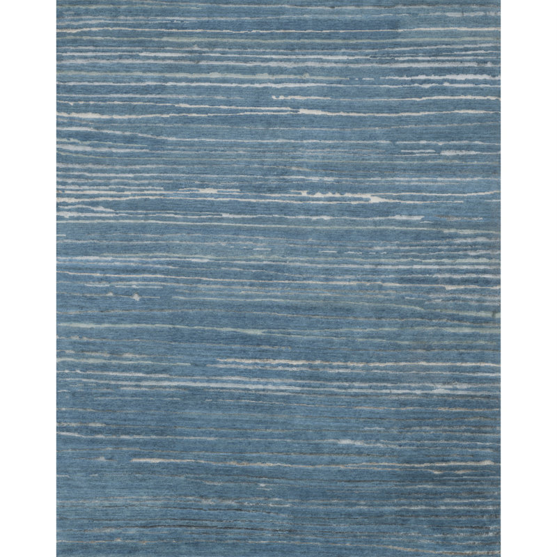 Tapis bleu océan noué à la main Hermitage, Rectangle 2 pi x 3 pi