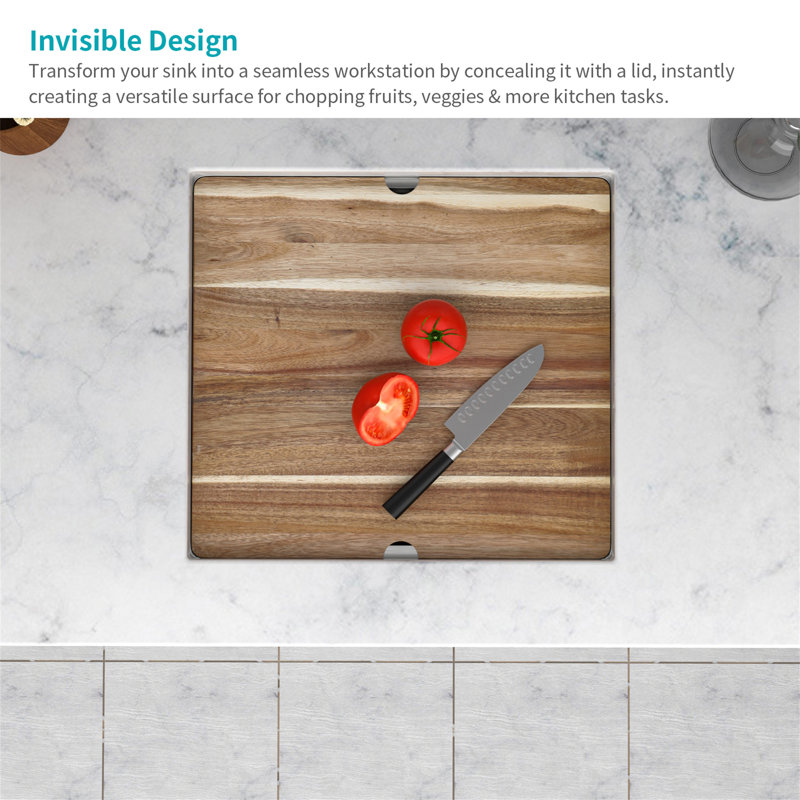Évier de cuisine encastrable 21 po avec robinet pliable et planche à découper - Évier de préparation de bar 21 po x 19 po en acier inoxydable