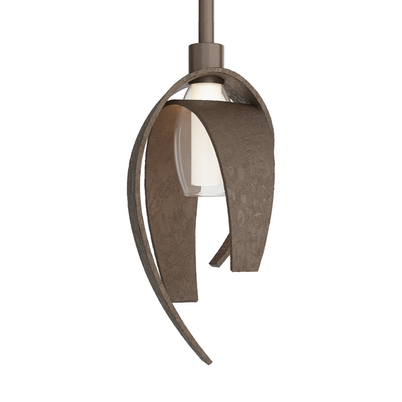 Corona 1 - Light Single Geometric Pendant, Bronze, Short: 13.2" to 58.2", Small