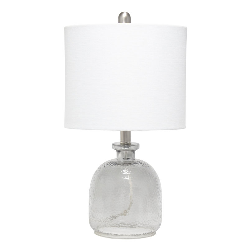 Textured Glass Table Lamp, White, Clear
