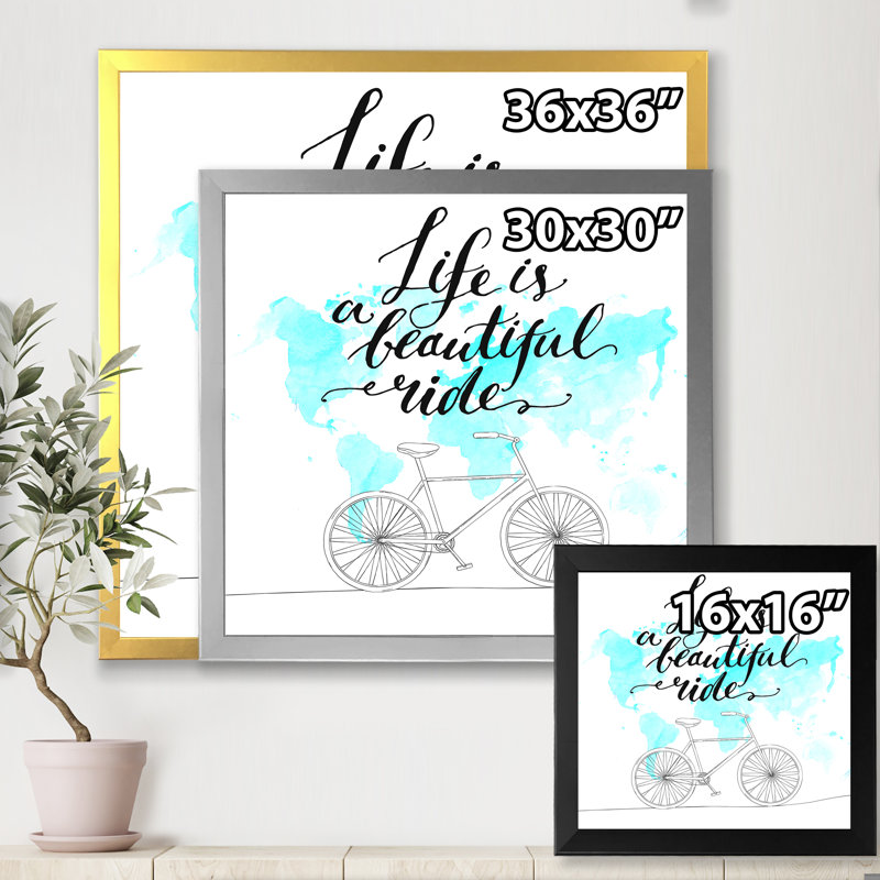 Life Is a Beautiful Ride - Art textuel sur toile, H 36 po x l 36 po x 1,5 po, Toile blanche encadrée