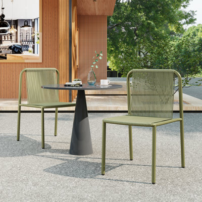 Zechariah Outdoor PE Rattan Stacking Dining Chairs by Ebern Designs