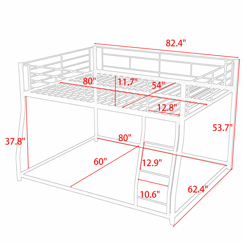 Alican Steel Standard Bunk Bed by Isabelle & Max™, Full XL Over Queen