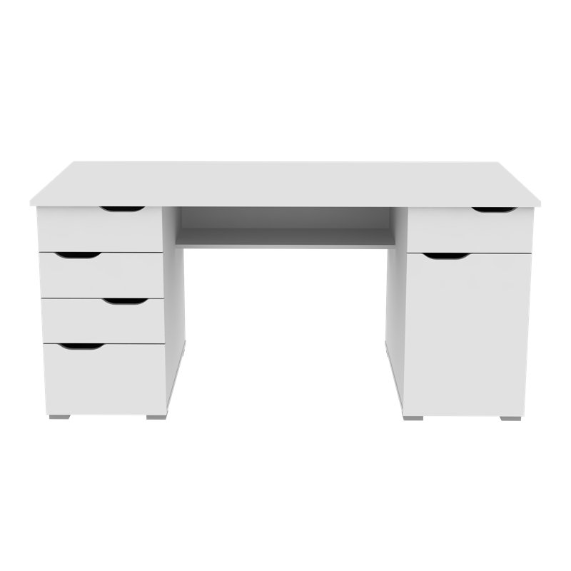 Truett Executive Desk, White/White