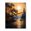 Horloge murale jaune Golden Canal Glow II - paysage et nature surdimensionnée-99629509