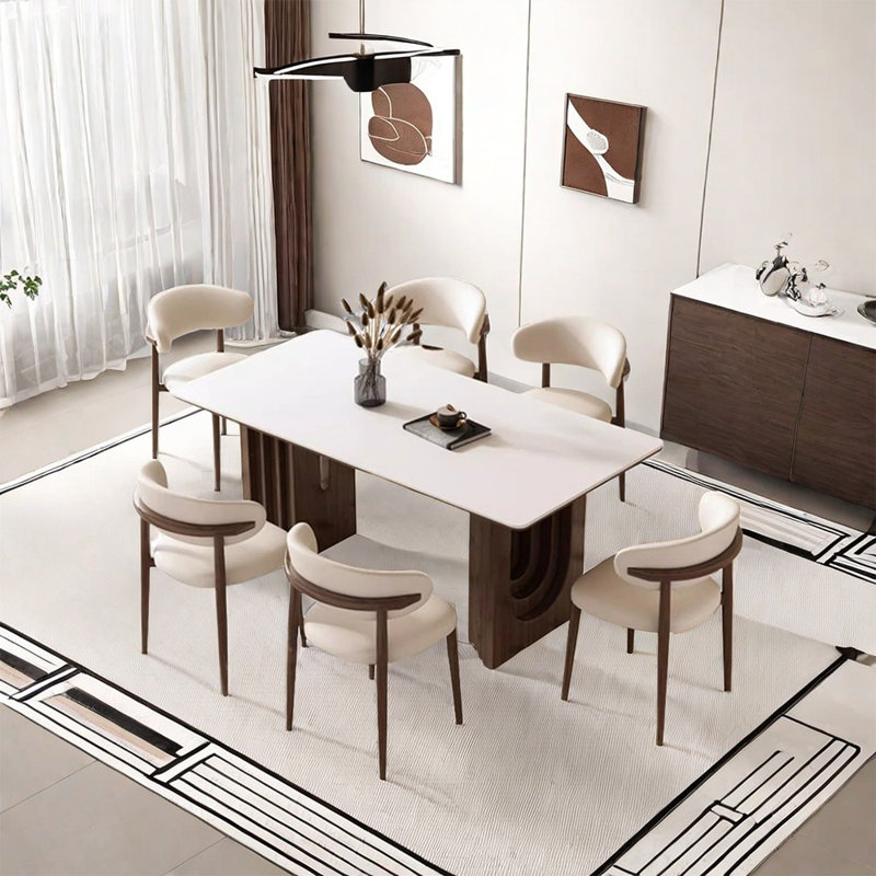 Simple fashion modern rectangular dining table set, 29.5"H x 70.9"L x 35.4"W