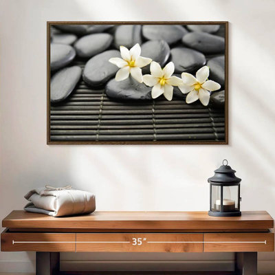 Pierres zen et fleurs