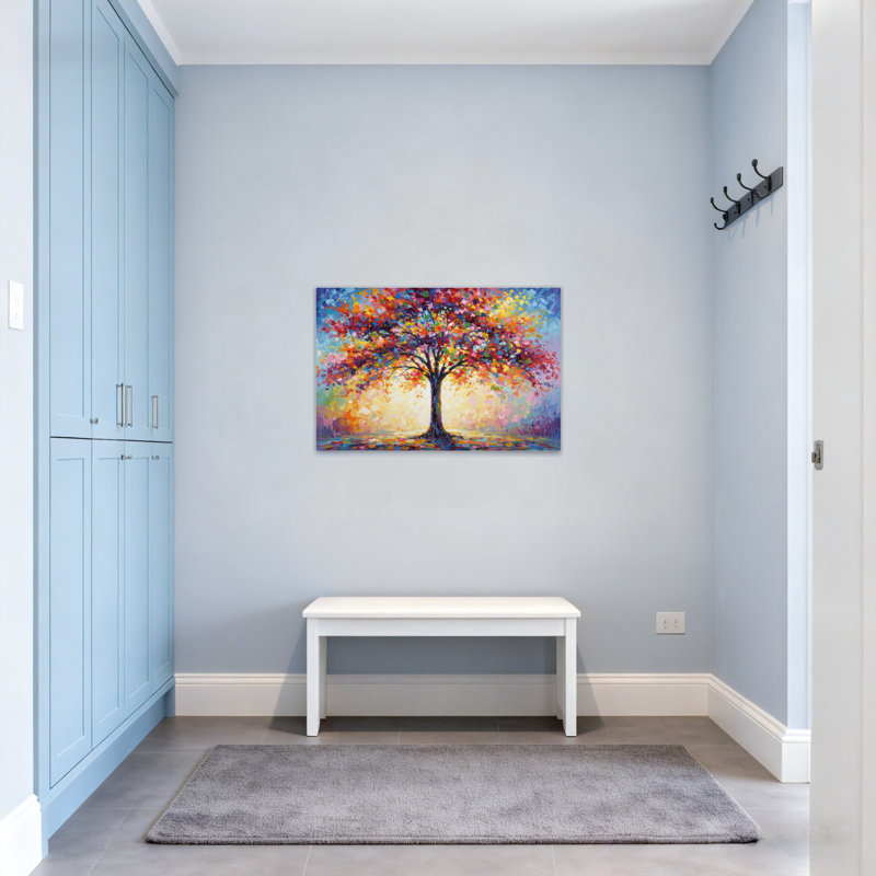 Paysage et nature, arbre coloré, peinture d'automne, H 28 po x l 40 po