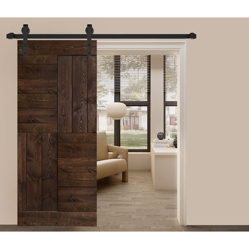 Aged Barrel Finished Solid Wood Sliding Barn Door Slab, 42" x 84"