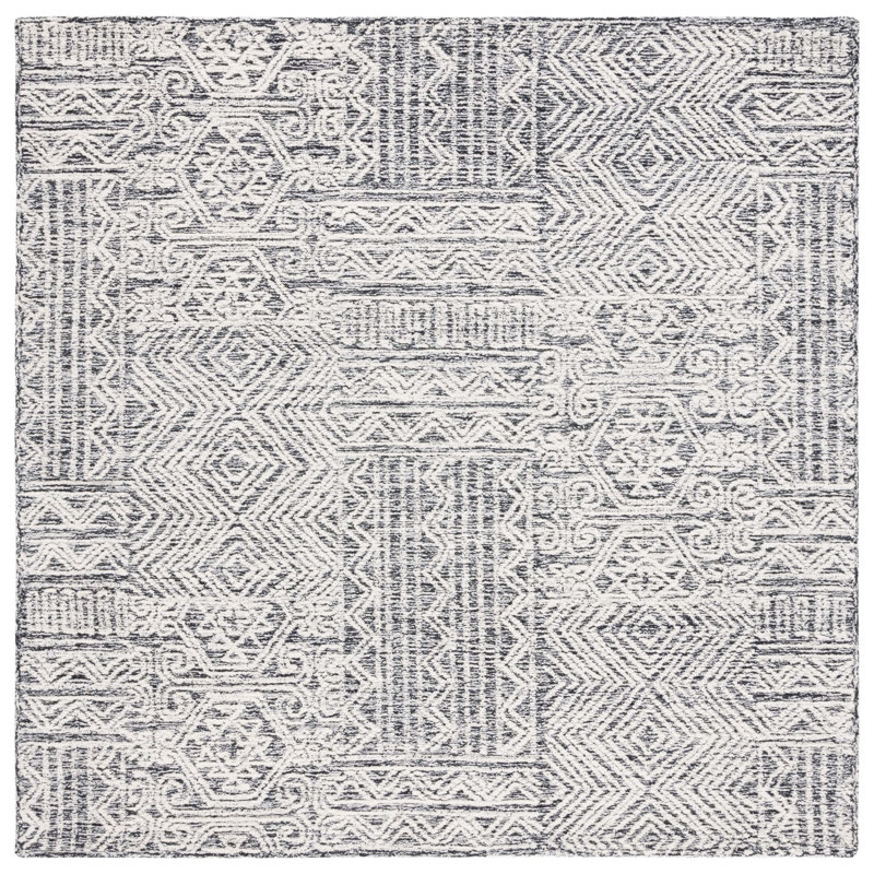 Amzie Hand Tufted Wool Southwestern Rug, Square 6'