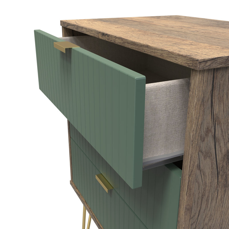 Beranda 3 Drawer Chest (Ready Assembled), Labrador Green/Vintage Oak