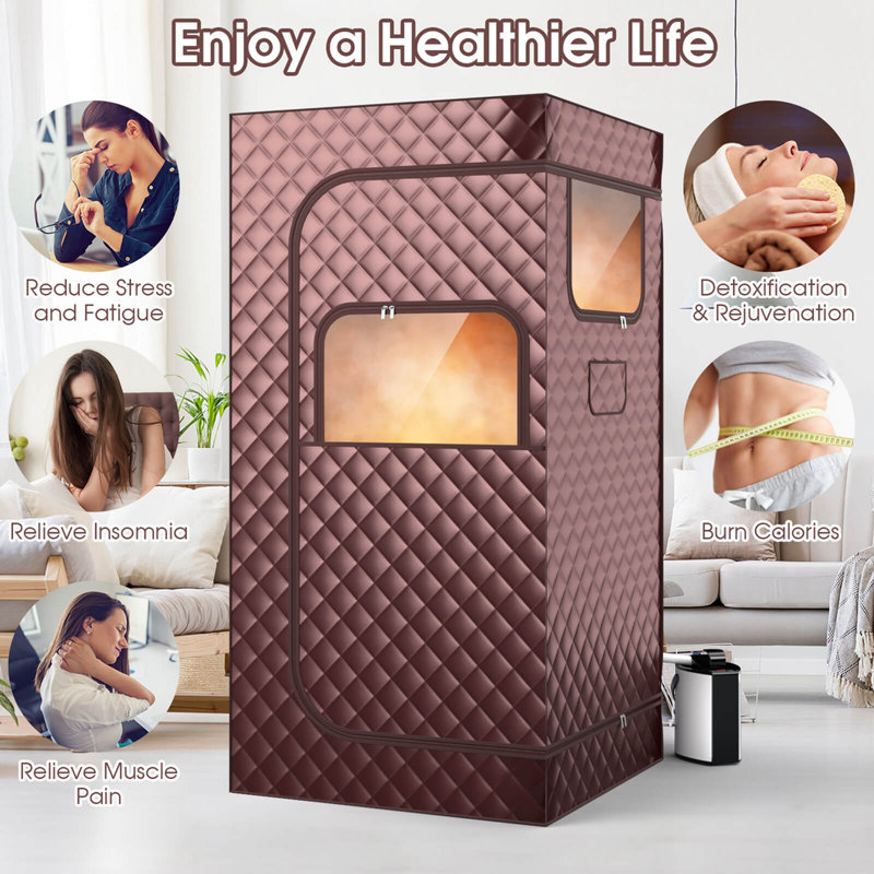 Boîte à vapeur portative pour le corps complet avec générateur de vapeur 3l Costway, Brun