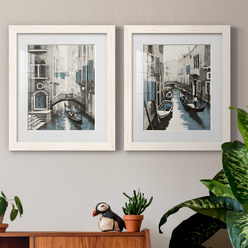 Venise I - ensemble de 2 reproductions d'art, Papier encadré blanc, Blanc, H 20 po x l 17 po x P 1 po