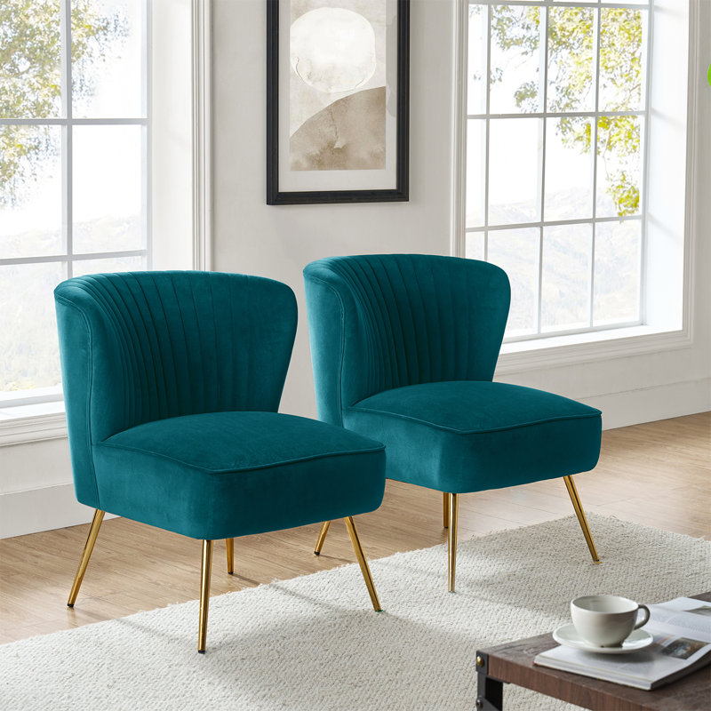 Fauteuil d'appoint Euclid, Velours sarcelle