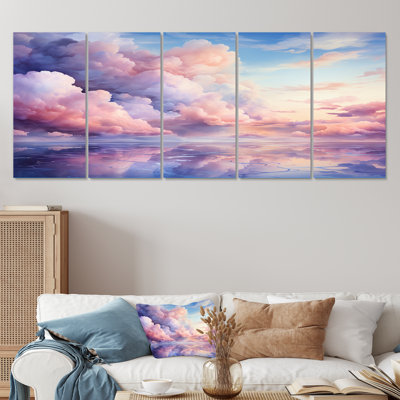 «Rose and Blue Pastel Colored Sky III - Sky», art mural 5 pièces