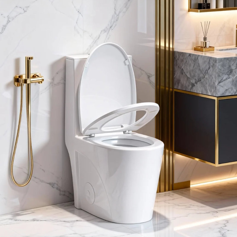 1.1/1.6 GPF Dual-Flush Elongated One-Piece Toilet with Comofrt ADA Seat Height Toilet (Soft Close Seat Included)，4 Colors Option