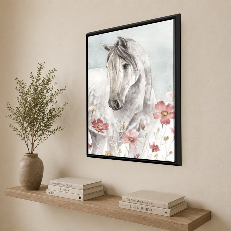 «Wild Horses I» par Lisa Audit - impression sur toile, H 44 po x l 34 po, Noir