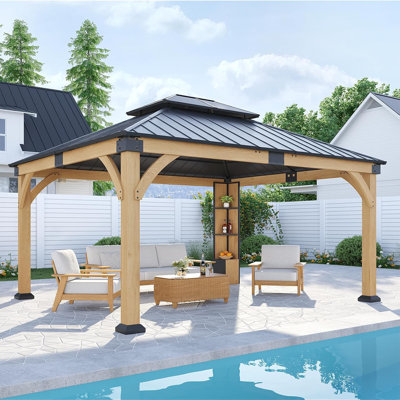 Pavillon de jardin 12 po x 14 pi avec toit rigide et armoire de rangement