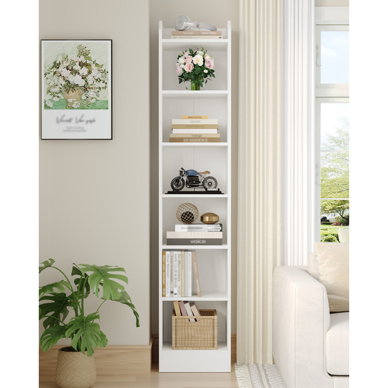 Bookcase, (7 Shelves) 199cm H x 30cm W x 24cm D, White