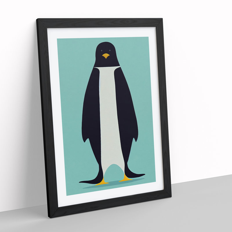 Penguin Abstract No.7 - Wall Art, Black Framed Paper, 36cm H x 27cm W, White