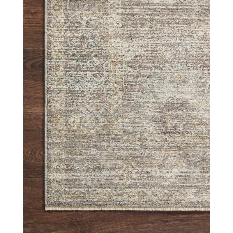 Millie Stone and Natural Floral 2' x 4' Synthetic Area Rug